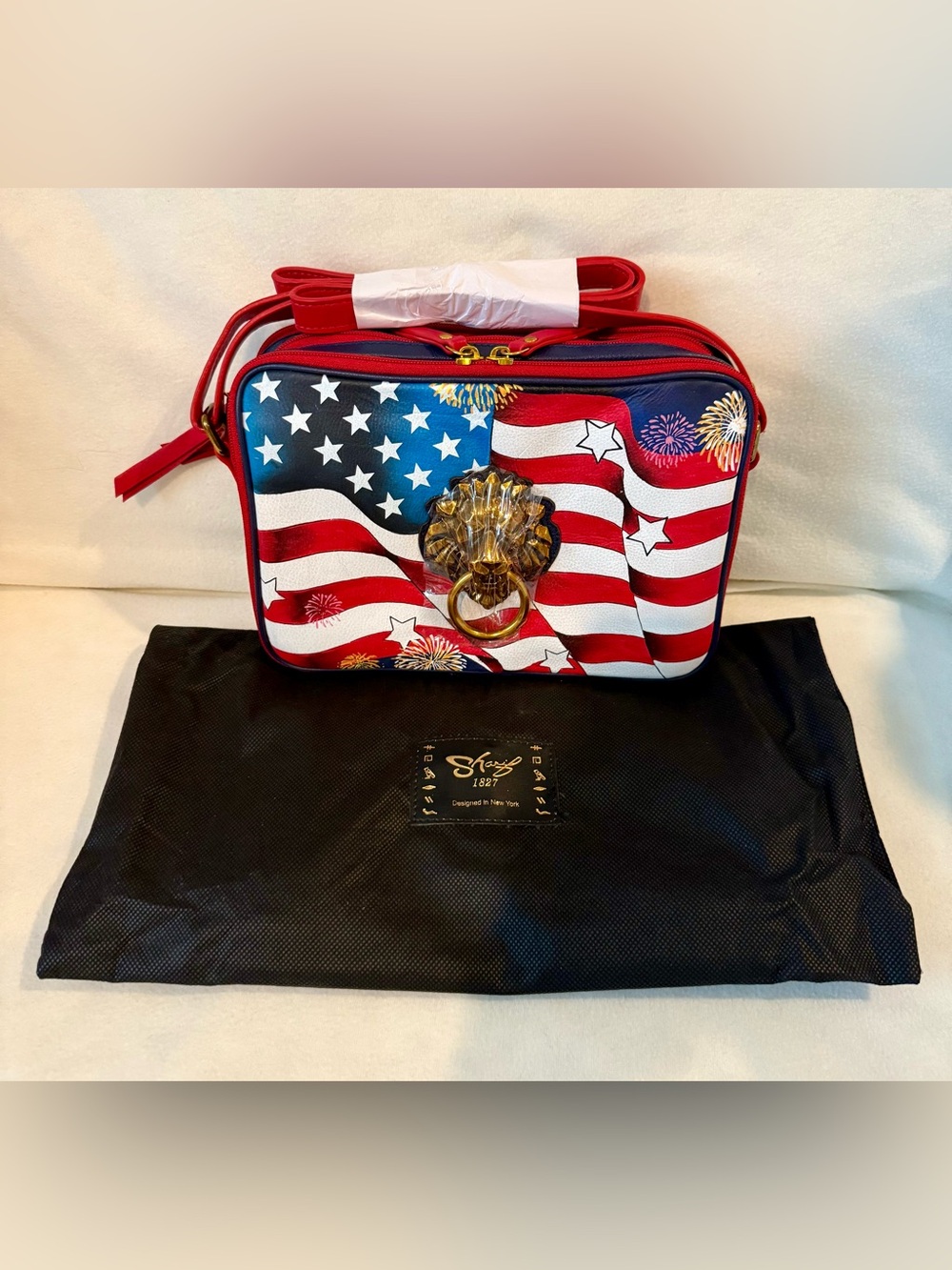 Sharif "I Love USA" Hand-Painted Leather Organizer Crossbody Bag
